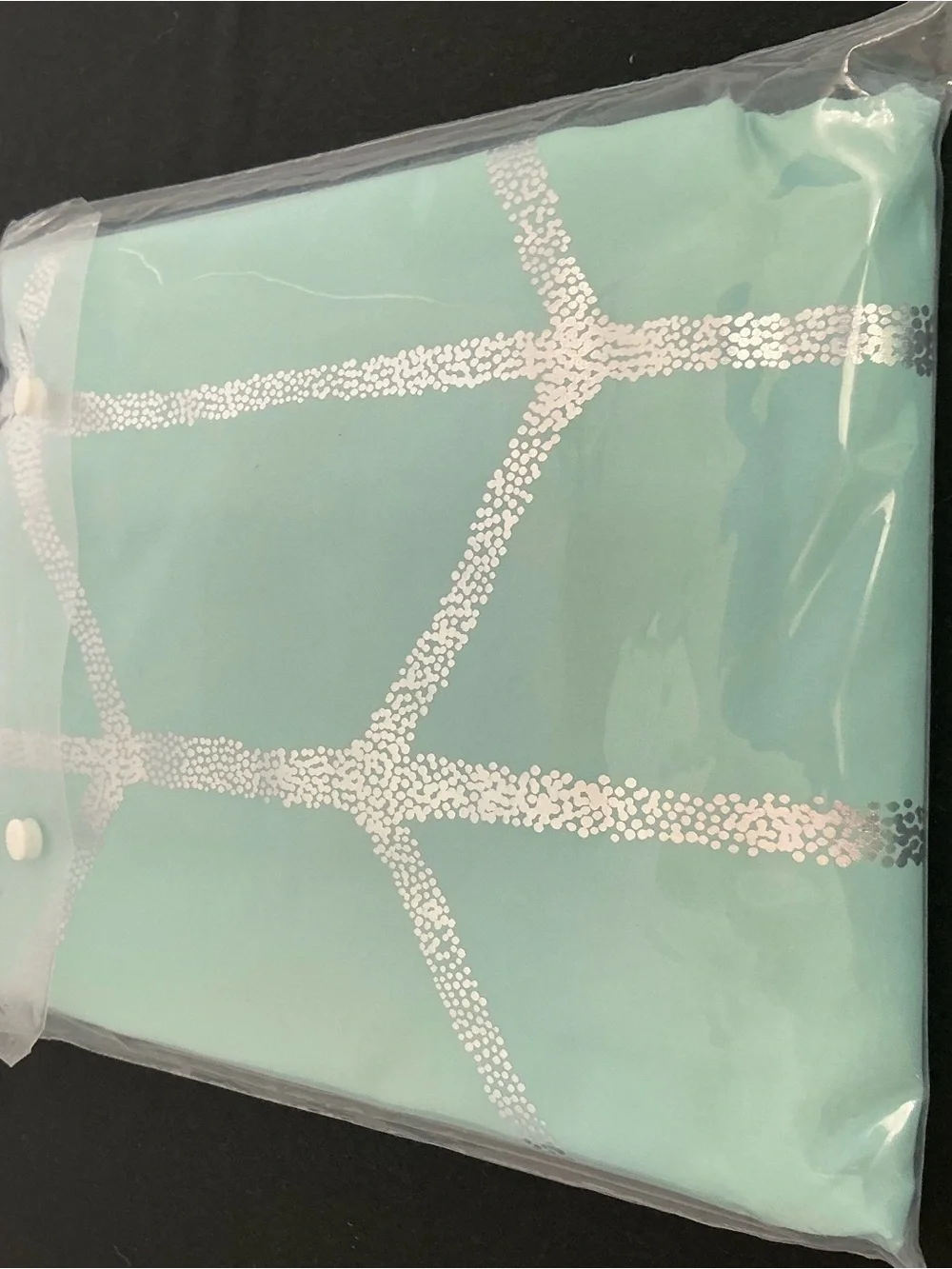 Intelligent Design Aqua Shower Curtain with White Dotted Grid